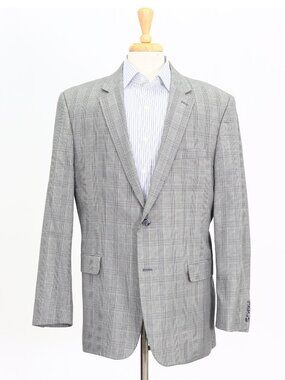 Andrew Fezza 46L Gray Blazer Sport Coat Jacket 2-Button Check M035